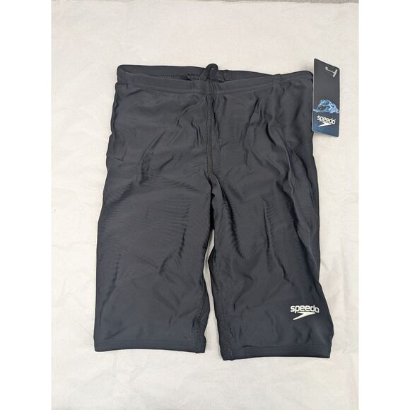 NWT Speedo Power Flex Eco Jammers Boys size 26 Black Competition Swimsuit - Picture 1 of 12